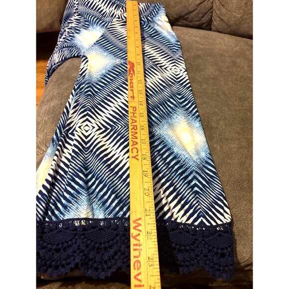 Geometric Print Tunic Dress XL Crochet Trim Flare Sleeveless Flowy Beach Comfort - Picture 6 of 8